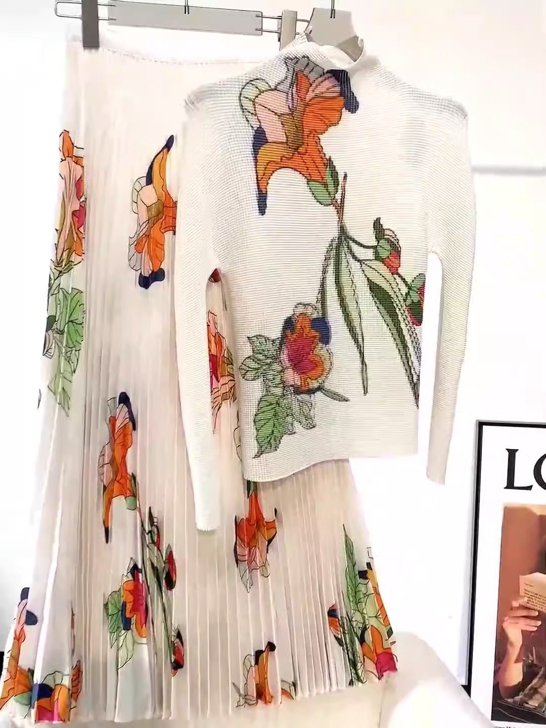 Ensemble 2 pièces jupe col rond haut menches longue jupe élastique - IRRESISTIBLE