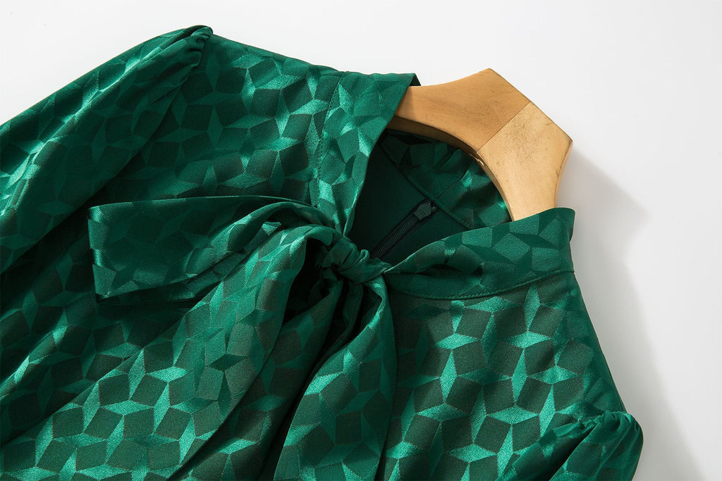 Robe Émeraude vintage à nœud lavallière - IRRESISTIBLE