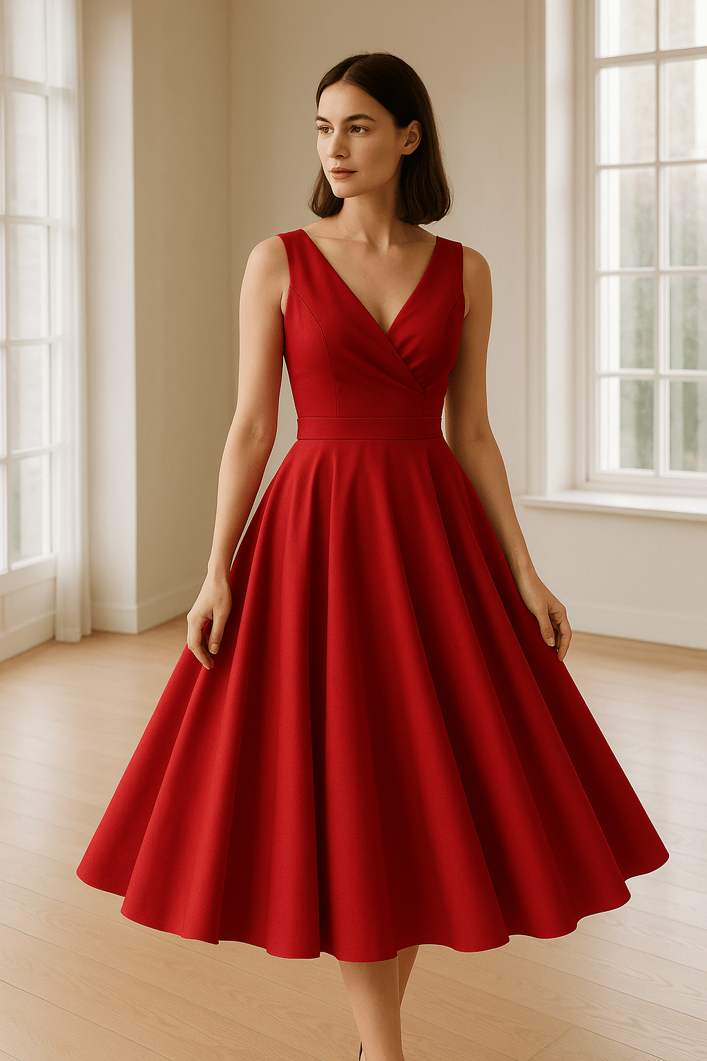 Robe Évasée Rouge Élégance Vintage - IRRESISTIBLE
